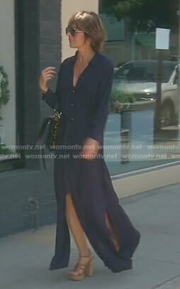 Lisa's navy maxi shirtdress with slits on The Real Housewives of Beverly Hills