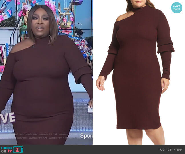 Shoulder Cutout Knit Dress by Lost Ink worn by Loni Love  on The Real