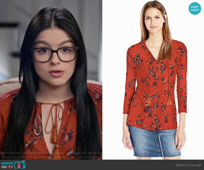 Lucky Brand Printed Peasant Top worn by Alex Dunphy (Ariel Winter) on Modern Family