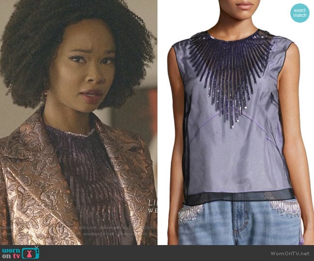 Tulle Shell Sequin Blouse by Marc Jacbos worn by Monica Colby (Wakeema Hollis) on Dynasty