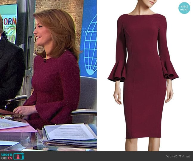 Bell Sleeve Dress by Michael Kors worn by Norah O'Donnell on CBS Mornings