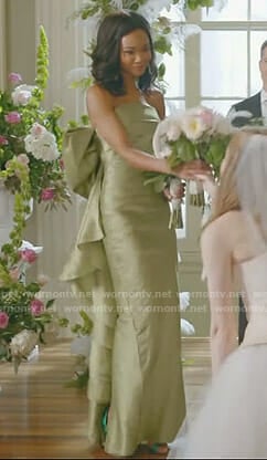 Monica’s green back bow gown on Dynasty