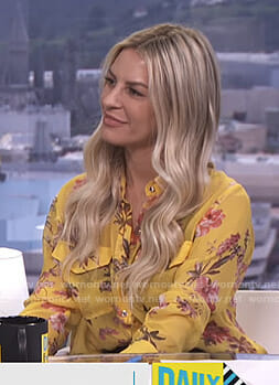 Morgan’s yellow floral blouse on E! News Daily Pop