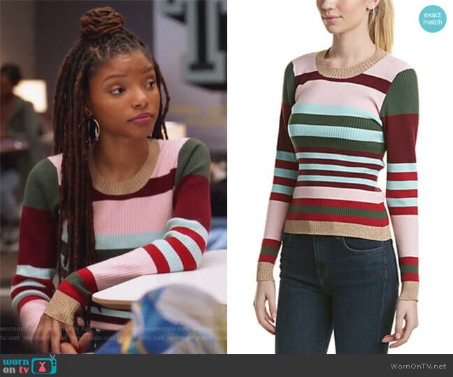 WornOnTV: Skylar’s multicolored striped sweater on Grown-ish | Halle ...