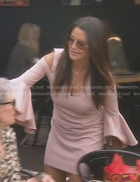 Kyle's pink cold-shoulder bell sleeve dress on The Real Housewives of Beverly Hills