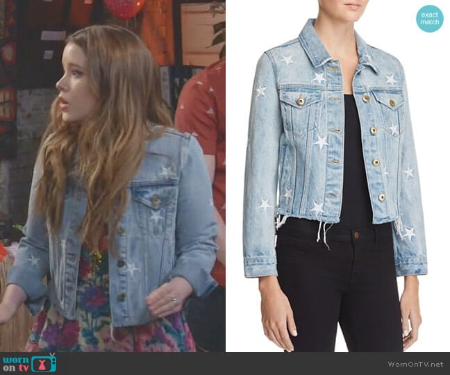 Star Spangled Cut-Off Denim Jacket by Pistola worn by Kendra Gable (Taylor Spreitler) on Kevin Can Wait