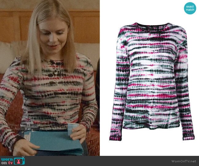 Proenza Schouler Tie-Dyed Cotton T-Shirt worn by Liv Moore (Rose McIver) on iZombie