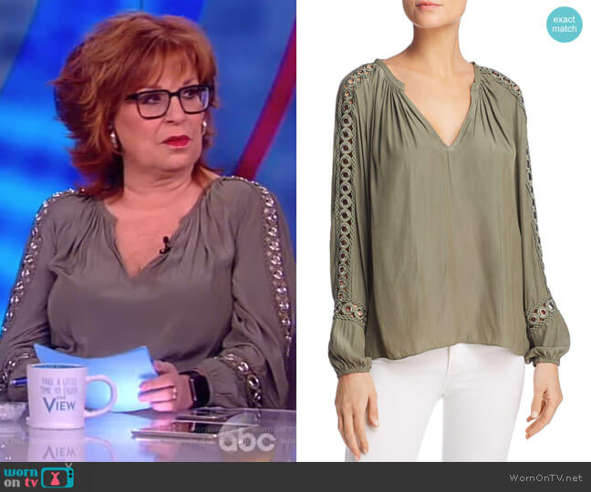 Sera V-Neck Long-Sleeve Blouse with Grommet Trim by Ramy Brook worn by Joy Behar on The View