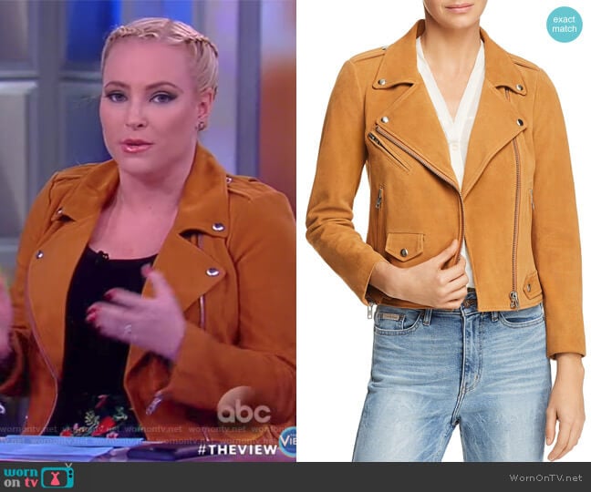 Wes Suede Moto Jacket by Rebecca Minkoff worn by Meghan McCain on The View