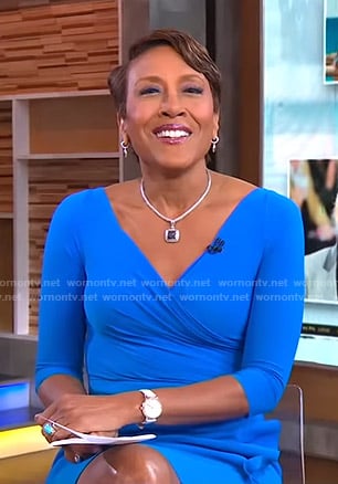 Robin’s blue wrap dress on Good Morning America