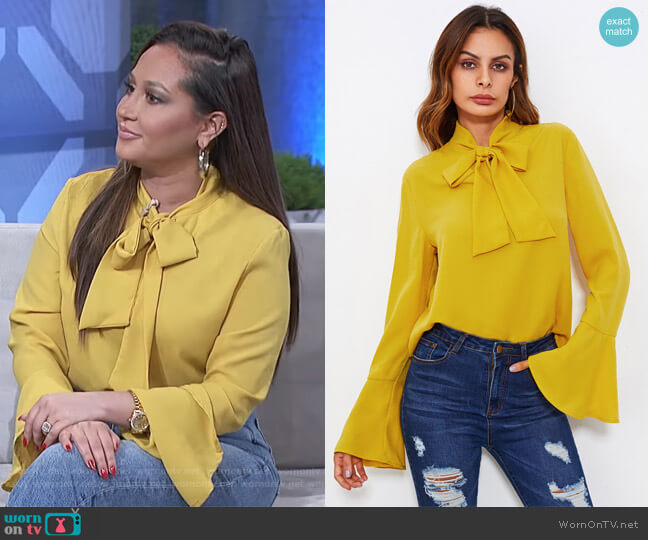 WornOnTV: Adrienne’s yellow neck tie top on The Real | Adrienne ...