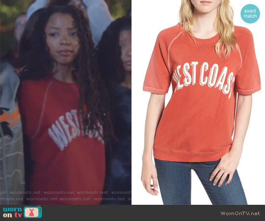 West Coast Sweat Shirt by Sincerely Jules worn by Jazlyn Forster (Chloe Bailey) on Grown-ish