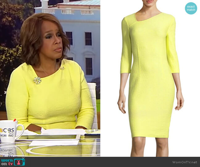 WornOnTV: Gayle’s yellow asymmetric neckline dress on CBS This Morning ...
