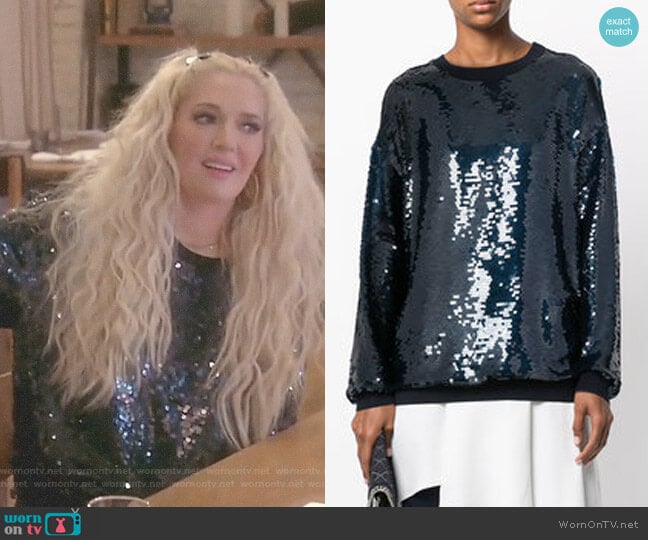 Sequin-Embellished Sweatshirt by Stella McCartney worn by Erika Jayne  on The Real Housewives of Beverly Hills