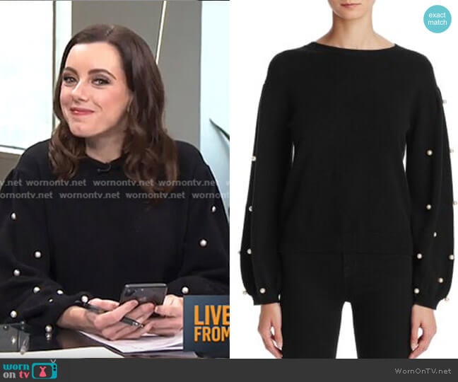 Faux Pearl Sweater by Sunset & Spring worn by Melanie Bromley on E! News