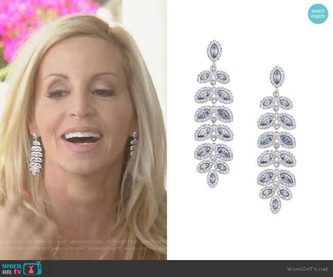 Baron Silvertone and Pale Blue Crystal Drop Earrings by Swarovski worn by Camille Grammer on The Real Housewives of Beverly Hills