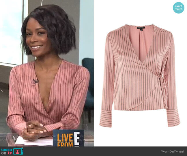 Stripe Wrap Blouse by Topshop worn by Zuri Hall  on E! News