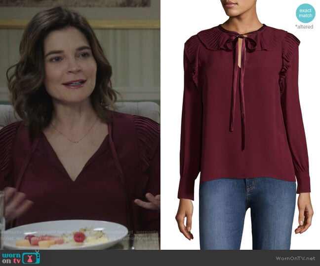 Diana Silk Blouse by Tory Burch worn by Heather Hughes (Betsy Brandt) on Life in Pieces