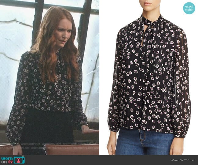 'Emma' Tie-Neck Silk Blouse by Tory Burch worn by Abby Whelan (Darby Stanchfield) on Scandal