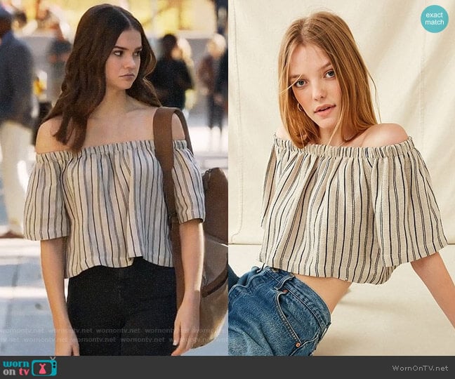 Urban Renewal Remade Yarn Dyed Off-The-Shoulder Top worn by Callie Jacob (Maia Mitchell) on The Fosters