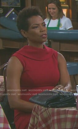 Valerie's red sleeveless dress on Days of our Lives