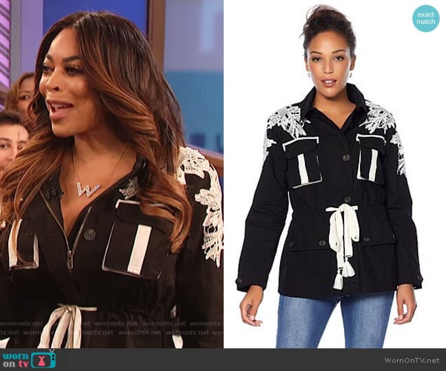 Military Jacket with Lace Detail by Wendy Williams HSN Collection worn by Wendy Williams on The Wendy Williams Show