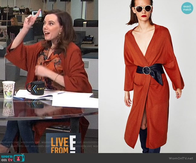 Long Kimono Cardigan by Zara worn by Melanie Bromley on E! News