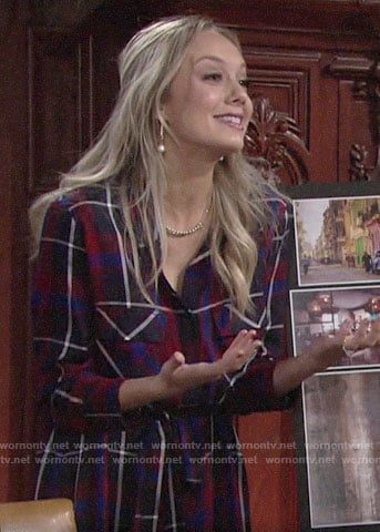 Abby’s plaid maxi shirtdress on The Young and the Restless