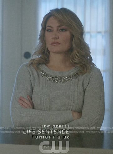 Alice's grey bead embellished sweater on Riverdale