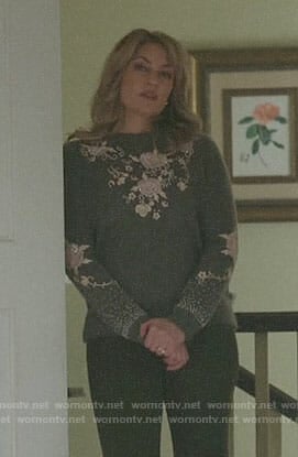 Alice’s grey floral embellished sweater on Riverdale