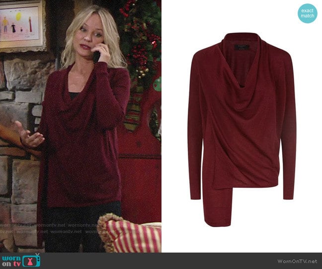 All Saints Drina Cardigan worn by Sharon Newman (Sharon Case) on The Young and the Restless