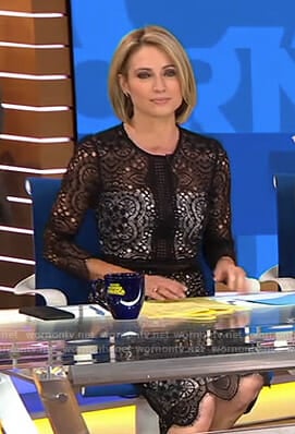 Amy’s black lace scalloped hem dress on Good Morning America