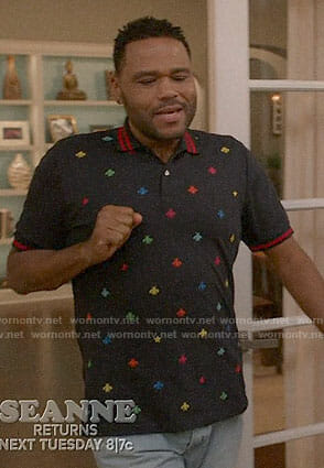 Andre's polo shirt with multi colored bees on Black-ish