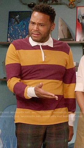 Andre’s purple and yellow striped polo on Black-ish