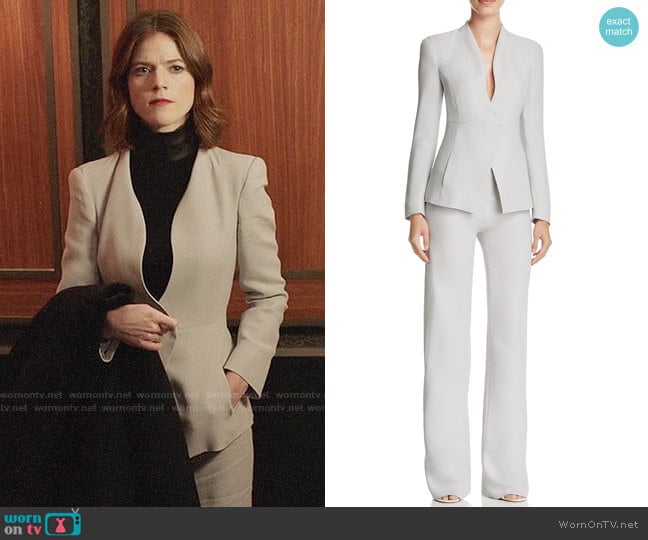 Armani Collezioni Collarless Blazer and Pants worn by Maia Rindell (Rose Leslie) on The Good Fight