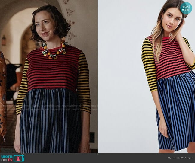 ASOS MATERNITY Cut About Stripe Mini Smock Dress worn by Carol Pilbasian (Kristen Schaal) on Last Man On Earth