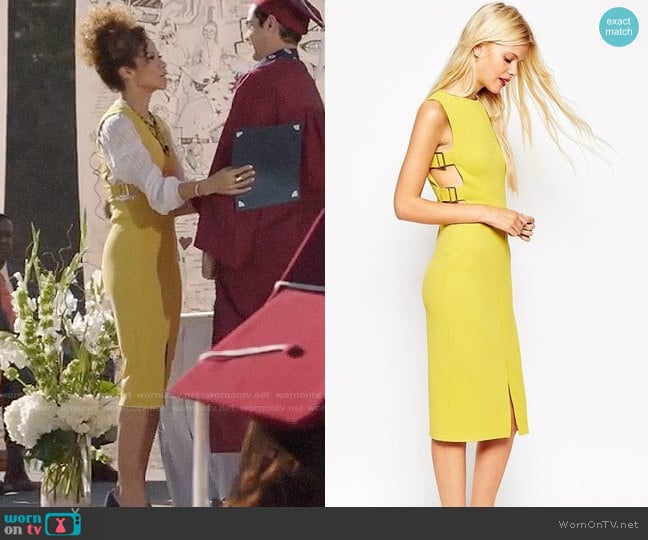 Tab Side Pencil Dress worn by Lena Adams Foster (Sherri Saum) on The Fosters