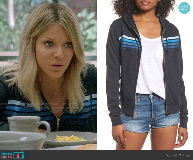 Aviator Nation 5-Stripe Zip Hoodie worn by Mackenzie Murphy (Kaitlin Olson) on The Mick