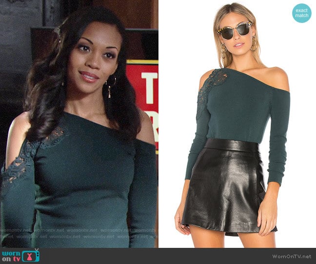 Bailey 44 Night Terror Top worn by Hilary Curtis (Mishael Morgan) on The Young and the Restless