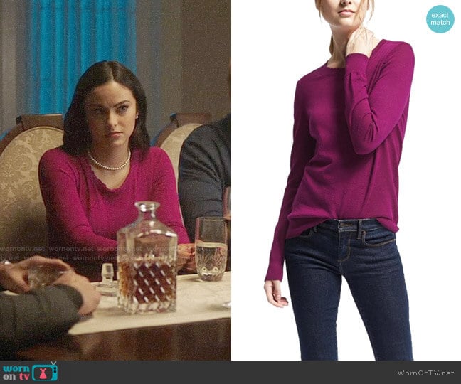 Banana Republic Merino Scallop Crew Sweater worn by Veronica Lodge (Camila Mendes) on Riverdale