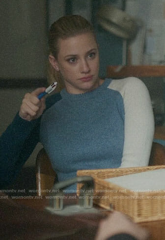 Betty’s blue colorblock sweater on Riverdale