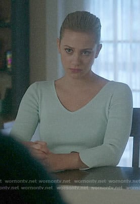 Betty's mint scalloped sleeve sweater on Riverdale