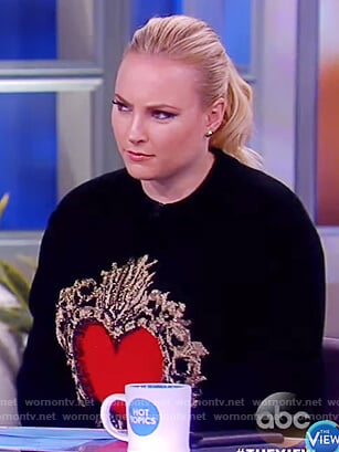 Meghan's black heart embellished sweater on The View