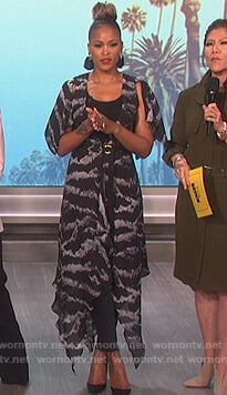 Eve's black tiger print wrap dress on The Talk