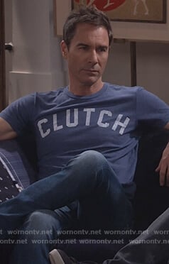 Will’s blue clutch print t-shirt on Will and Grace