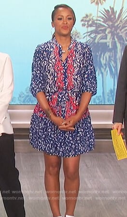 Eve’s blue leopard print dress on The Talk