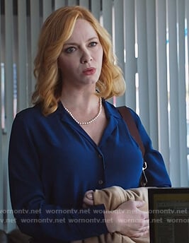 Beth's blue silk shirt on Good Girls