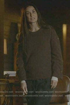 Claudia's brown button sleeve sweater on Empire