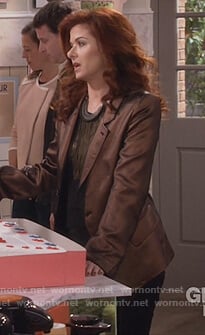 Grace's brown metallic blazer on Will and Grace