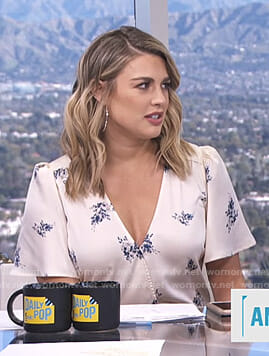 Carissa’s white floral wrap top on E! News Daily Pop